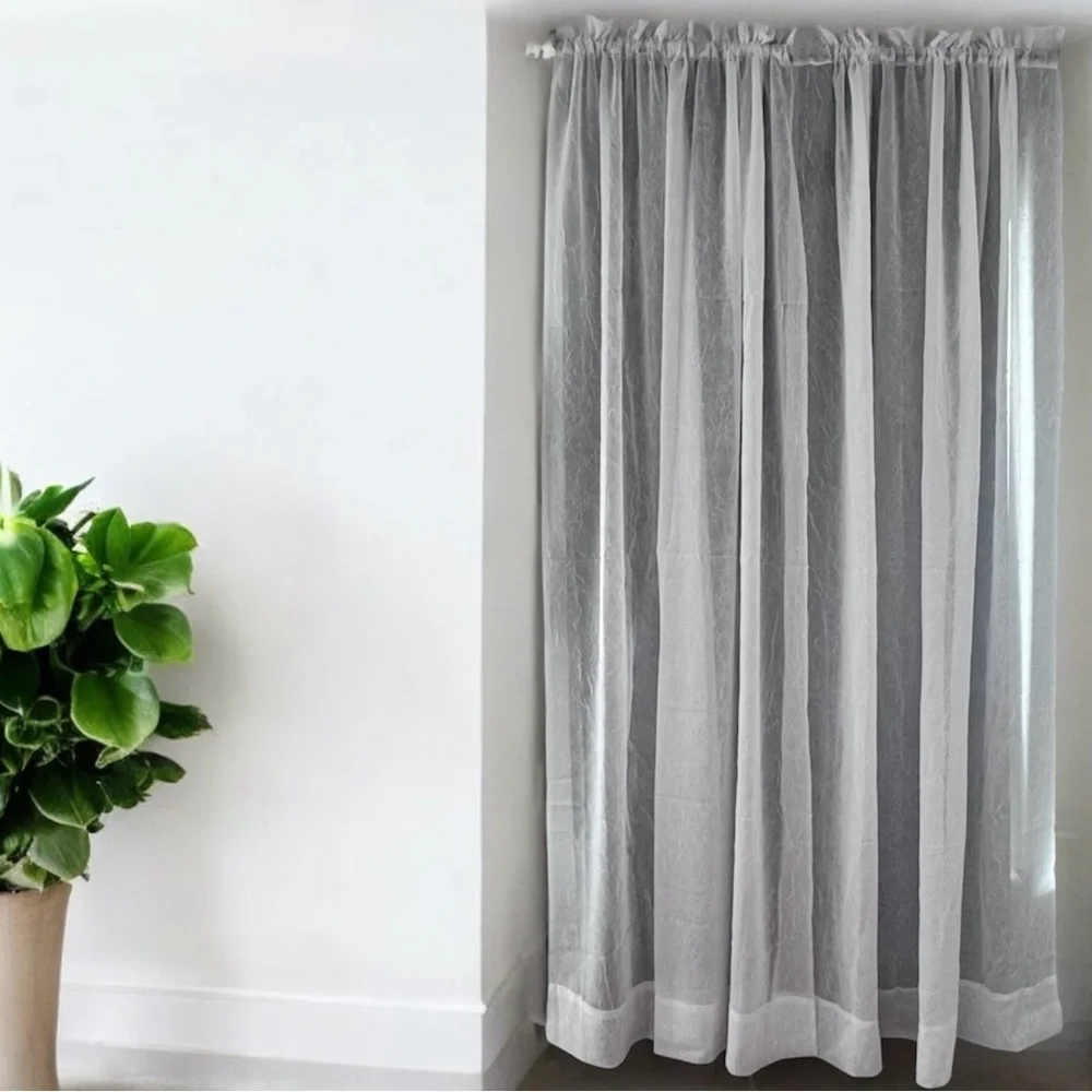 NWOT! 2 Sheer Crinkle-Effect Curtain Panels in White
